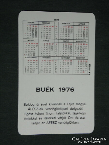 Card calendar, Fejér county catering company, restaurant, guest house, pub, with map, 1976, (2)