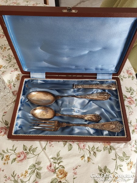 Silver christening set in box