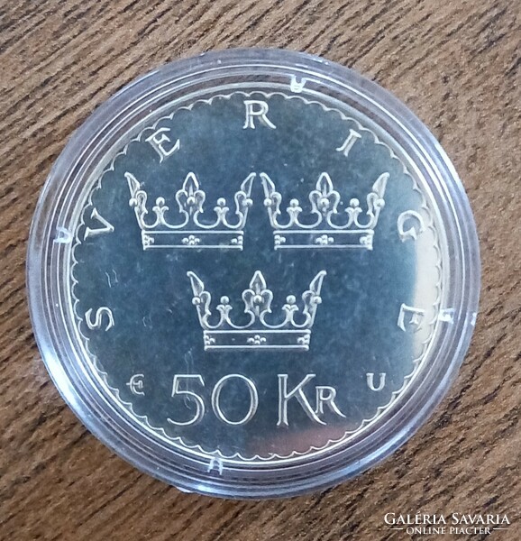 Ezüst Svéd 50 korona - 1975 - 27 g  / 36 mm
