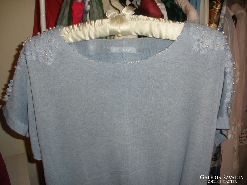 Sky blue fluffy Italian sweater