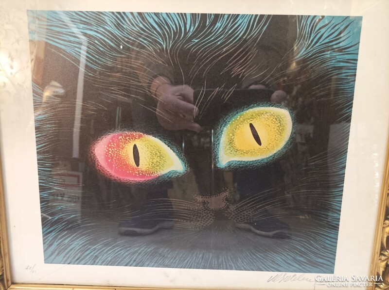 Vasarely jelzéssel  szitanyomat, 35 x 35 cm-es nagyságú ritkaság.