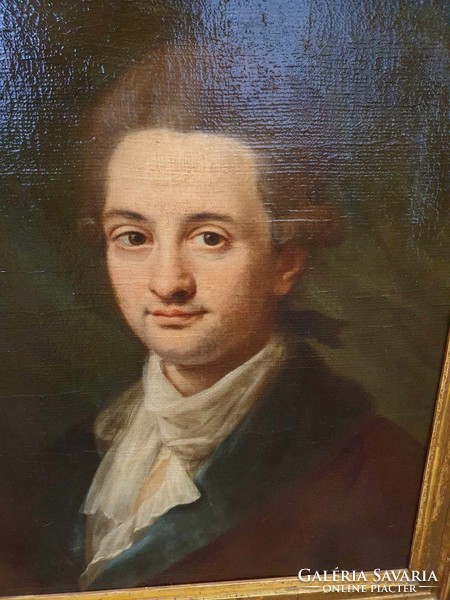 18.századi Ismeretlen festőművész gyönyörűen megfestett férfi portréja, élénk szín világgal.