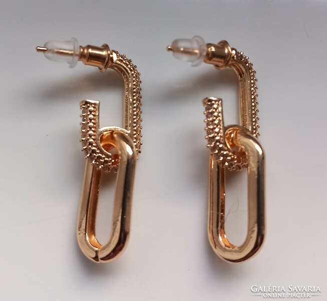 Gold-plated zirconia chain earrings