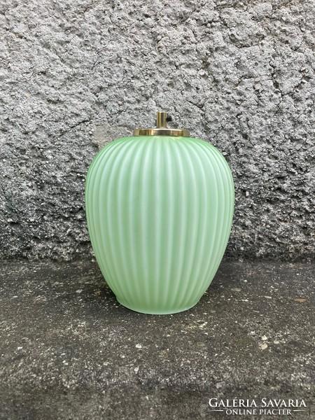 3db csodás zöld vintage üveg függeszték lámpa réz szerelék retro design