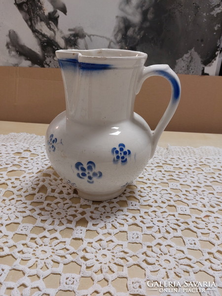 Antique blue floral granite jug