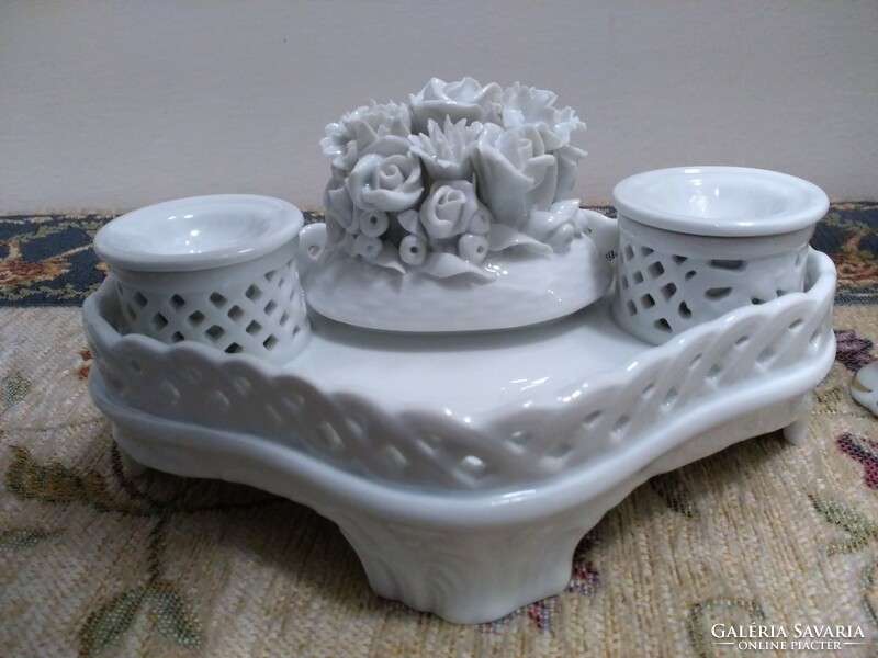 Herend openwork pattern table decoration, candle holder