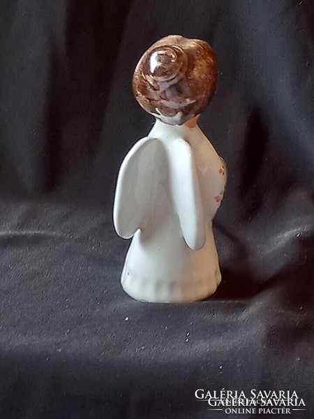 Tiny Christmas ornament ceramic angel figurine (candle holder)