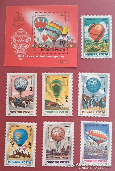 200 years of the balloon flight block and the associated row of postal stamps, b/2/12