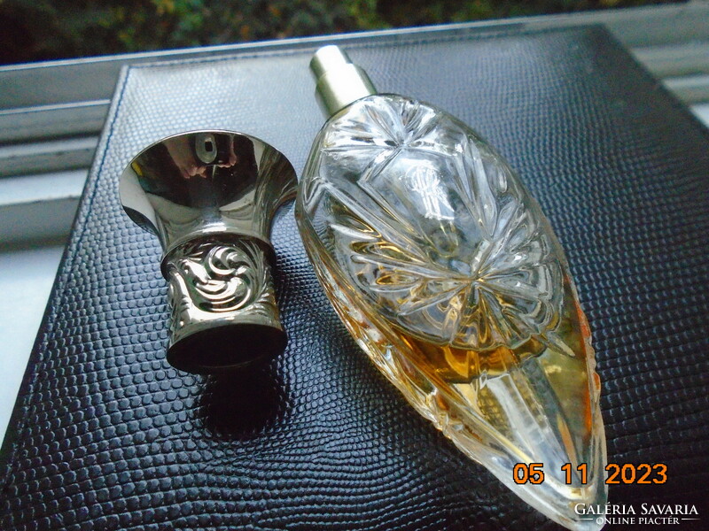 1980 Ralph Lauren Safari Rosette Perfume Bottle with Silver Plated Embossed Cap with Faux Tortoise Shell