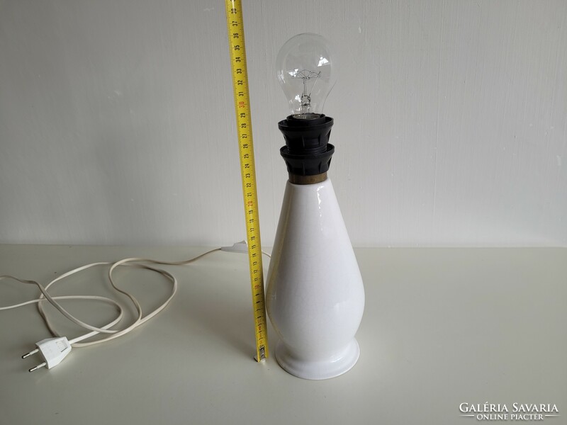 Régi retro lámpa fehér repesztett mázas kerámia mid century lámpatest