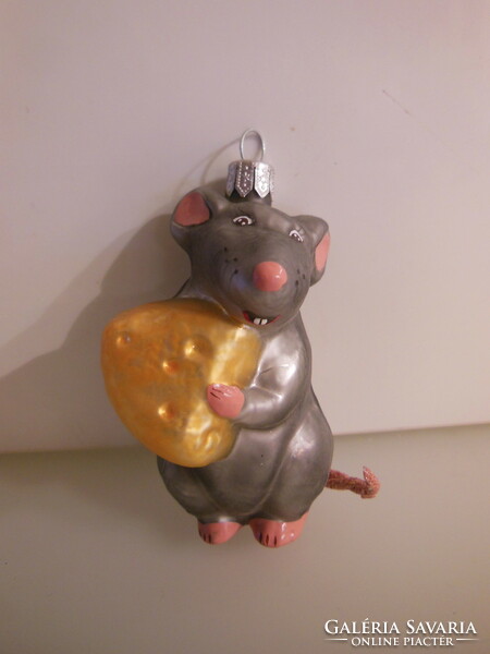 Christmas tree decoration - new - glass - mouse - 8 x 5 cm - thick - Austrian