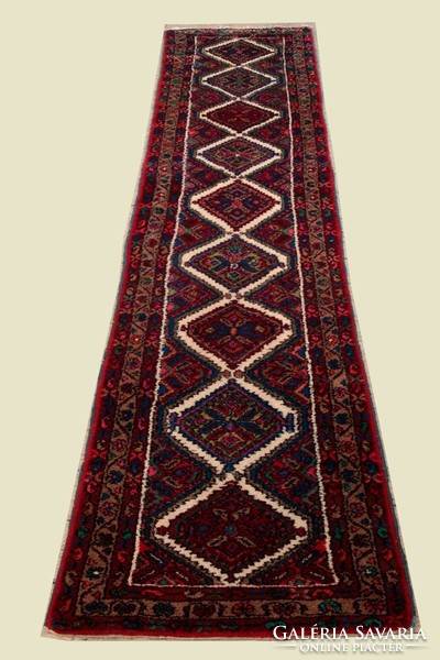 Kézi csomózású Hamadan perzsa szőnyeg, futó 296*77 cm