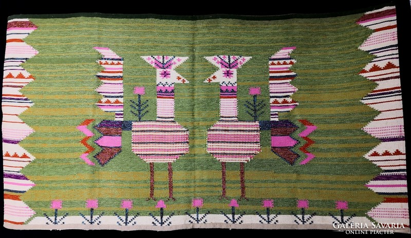 Sz/08 - textile artist éva németh - woven tapestry with peacock motif /86x155 cm/