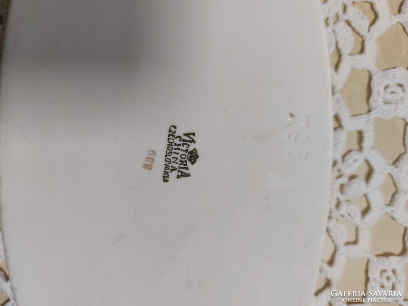 Antik cseh Victória pipacsos-búzavirágos porcelán kicsi kínáló tál