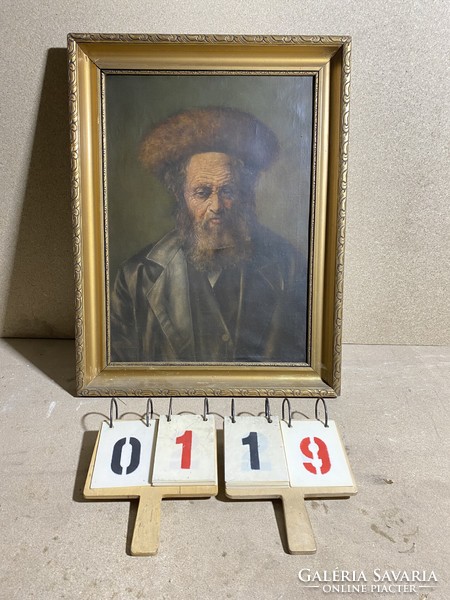 XIX. Century oil on wood, painting, depiction of a rabbi, 43 x 60 cm.
