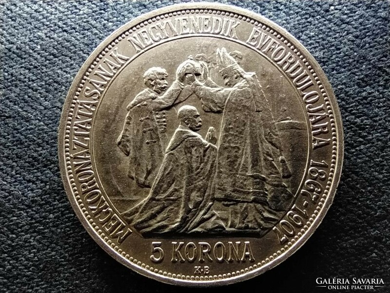 Ferenc József koronázás .900 ezüst 5 Korona 1907 KB AUNC (id68878)