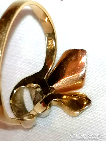 Vintage, kétszínű aranyból készült kála virágos arany gyűrű  37.
