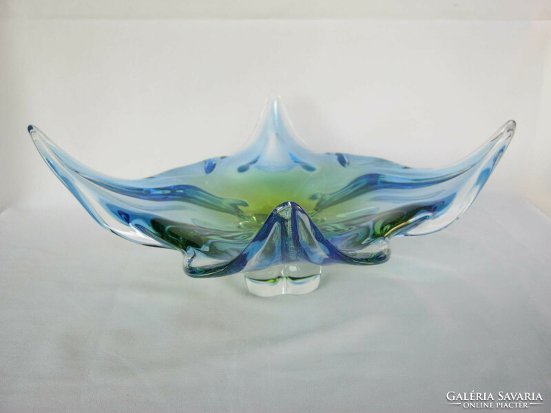 Retro ... Bohemia large size thick heavy glass bowl centerpiece offering josef hospodka