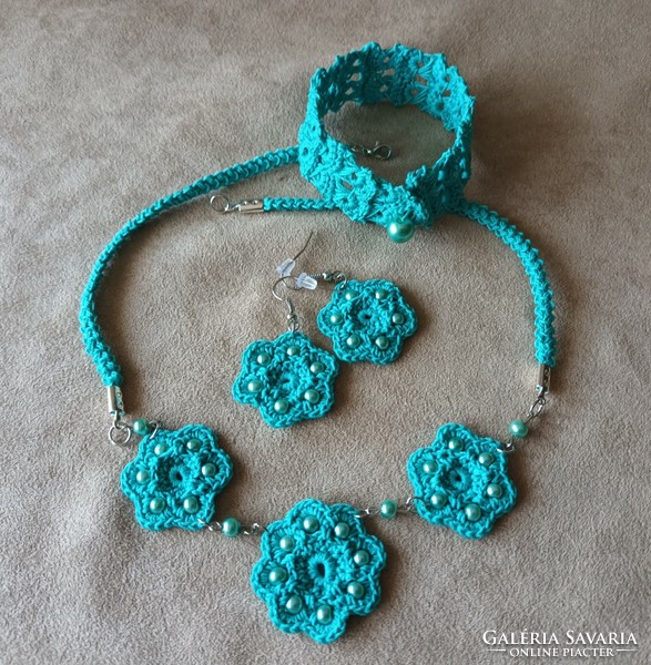 Lace jewelry set turquoise green