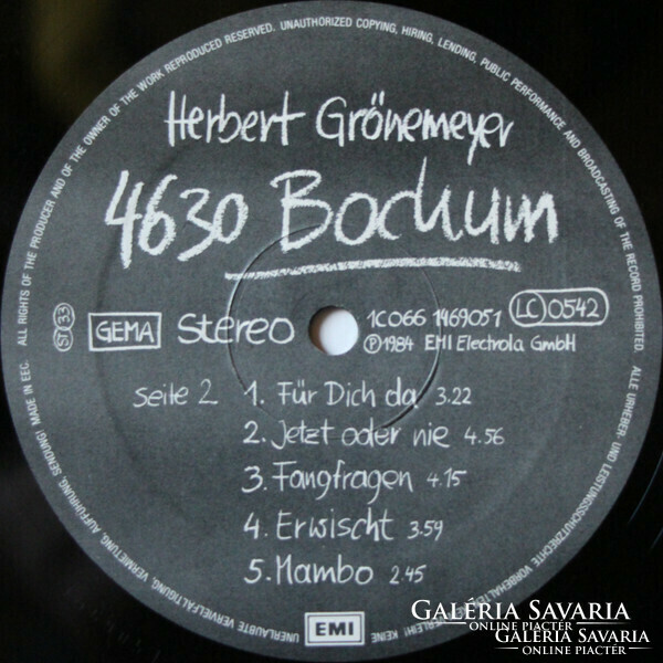 Herbert Grönemeyer – 4630 Bochum bakelit lemez