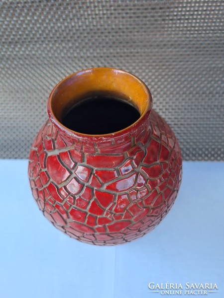 Zsolnay crackled shrink-glaze eosin vase by Janos of Turkey