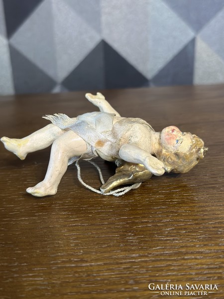 Antique angel putto hanging Christmas tree decoration