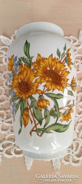 Zsolnay kézzel festett napraforgós váza 24cm magas