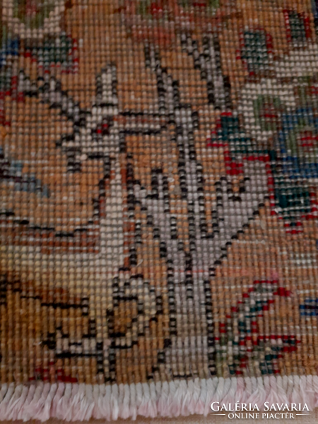 Old hand-woven small-sized woolen prayer rug tapestry in good condition