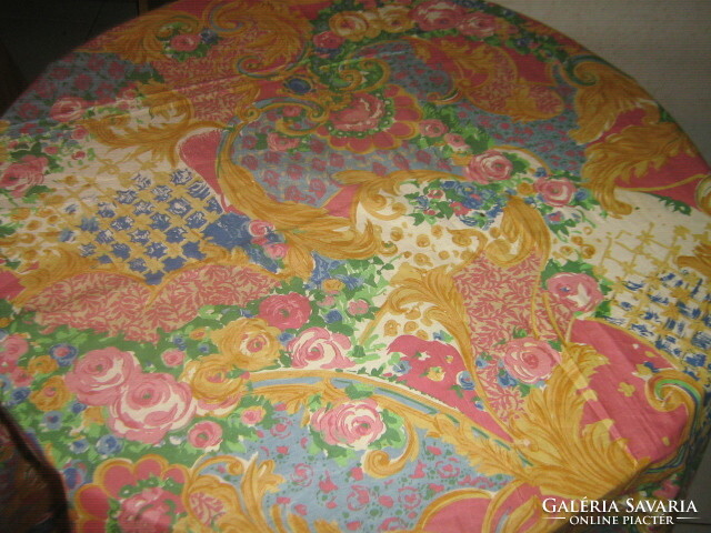 Beautiful scenic baroque floral pattern on a large tablecloth