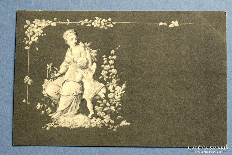 Antik relief hatású üdvözlő képeslap  művészlap