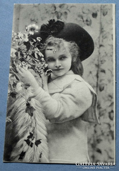Antique artist photo postcard - elegant little girl