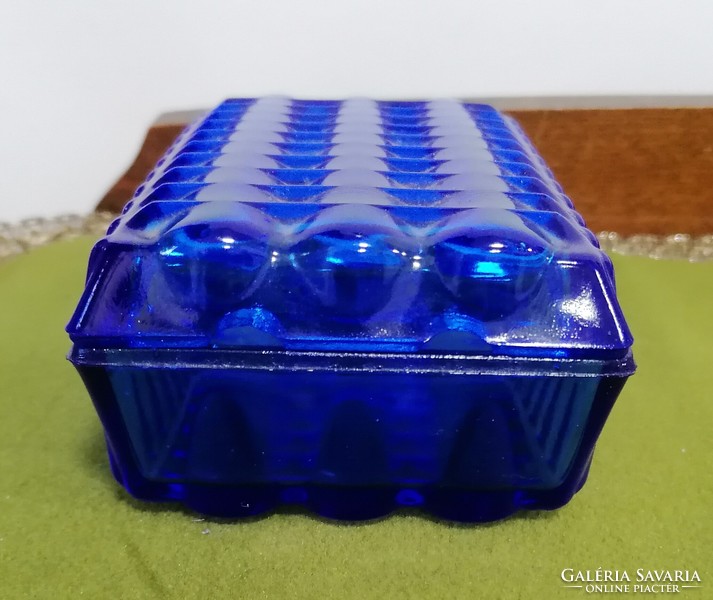Butter container, beautiful blue glass