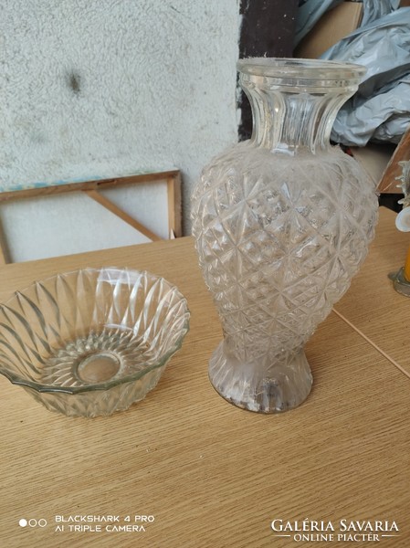 Hatalmas kristály váza & tál