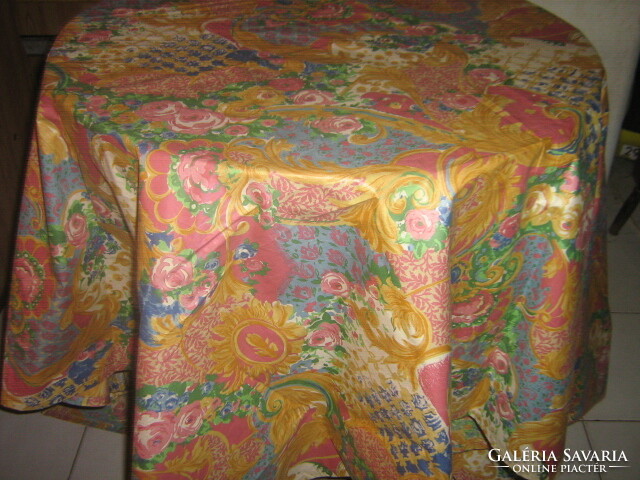 Beautiful scenic baroque floral pattern on a large tablecloth