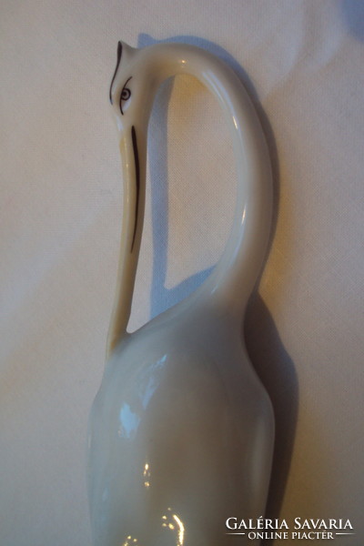 Ravenclaw gray heron --- art deco, figurative porcelain sculpture.