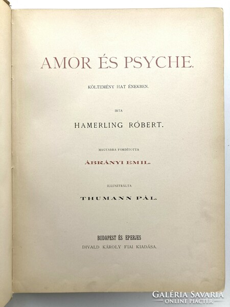 Amor és Psyche antik gyűjtői kiadvány cinkográfiákkal és fénynyomatokkal, 1894