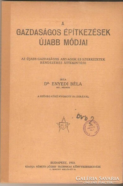 Béla Enyedi: new methods of economic construction 1922