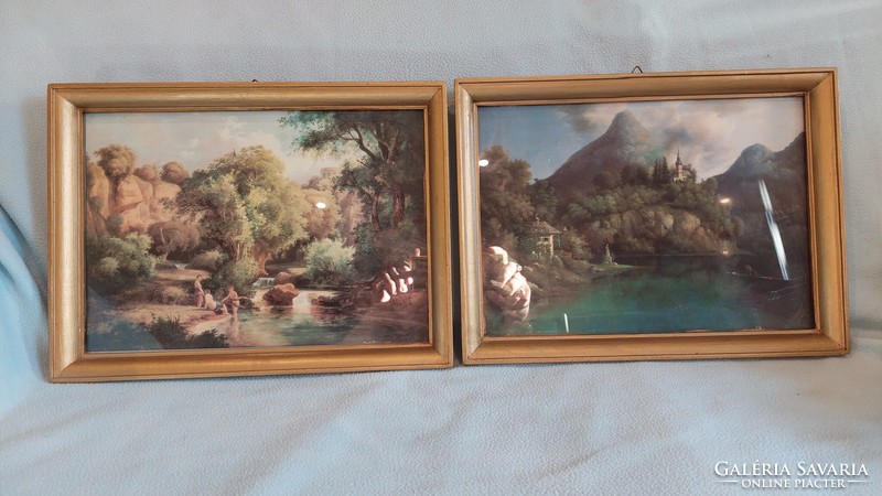 Glazed gold-wood picture frame pair, inner size 26.5X36.5 Cm