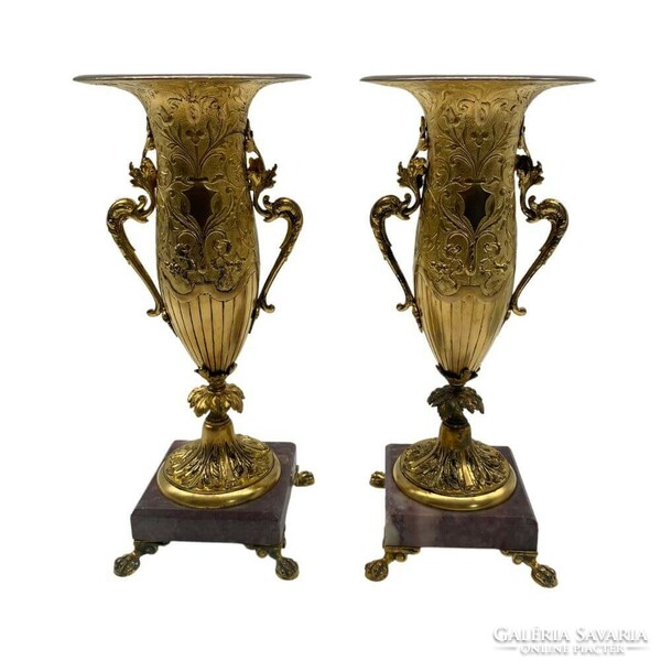 Pair of French bronze fire-gilt decorative vases m01154