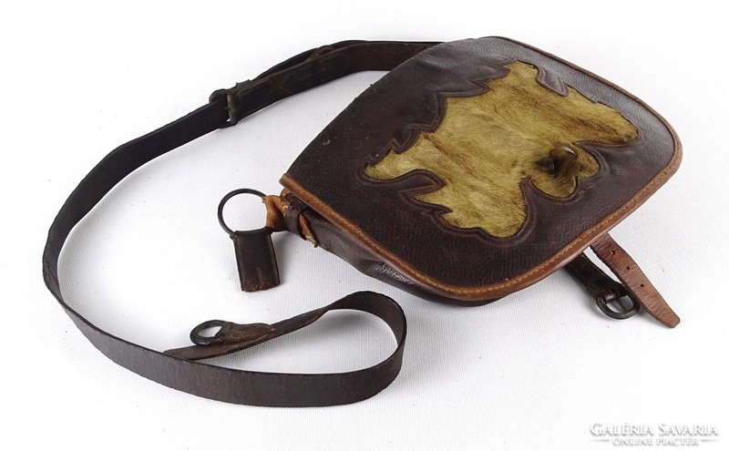 1P435 old leather hunting bag xx. Beginning of the century