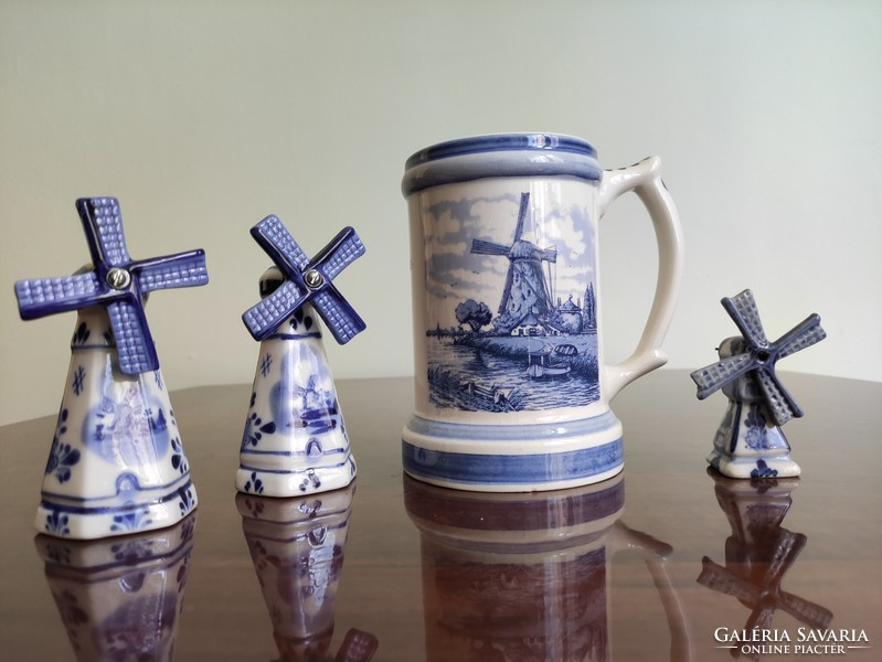 4 piece Dutch folk art souvenir porcelain package