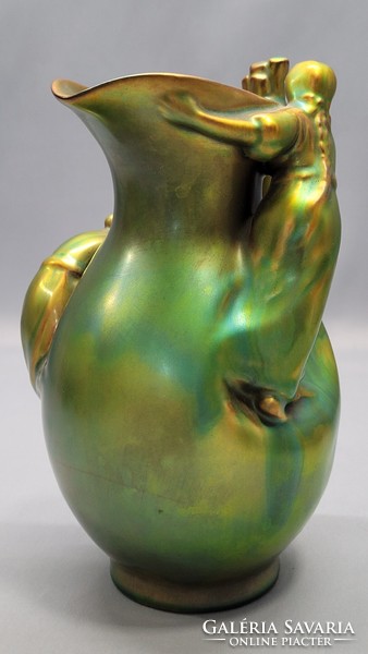 Old Zsolnay eozin-glazed vase with female figures