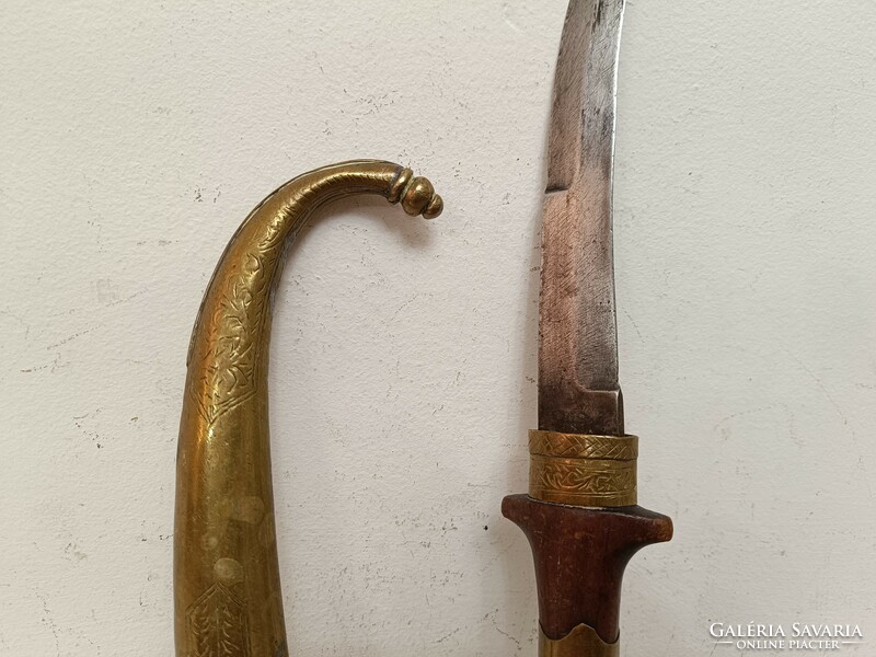 Antik Jambiya arab perzsa Szíria Marokkó berber tőr  sárgaréz tokos kés fegyver XIX. sz. 392 8093