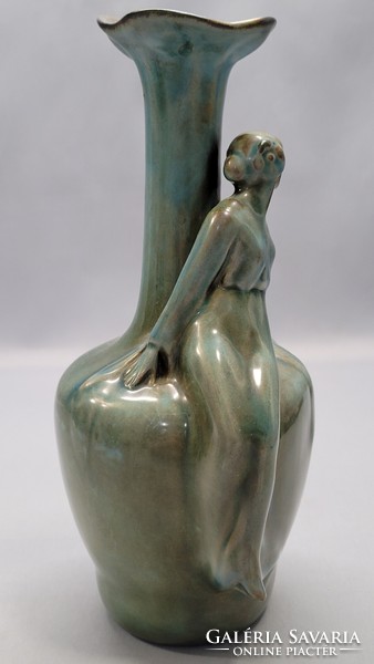 Zsolnay art nouveau eozin vase in the shape of a woman