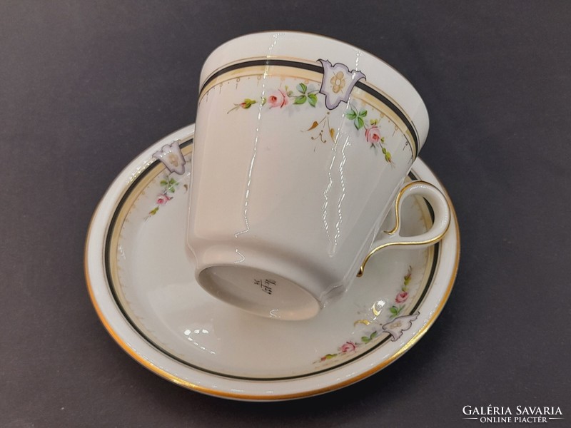Antik Carlsbad kézi festésű teás csésze aljjal