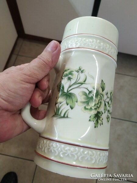 Hollóháza porcelain jug with green pattern for sale!