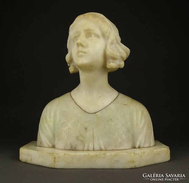 1P681 antique xix. Century Art Nouveau young woman bust marble bust 25.5 Cm