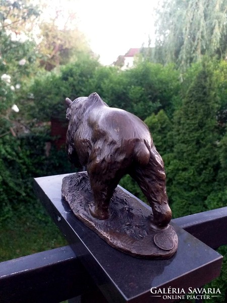Halat fogott a medve - bronz szobor műtárgy