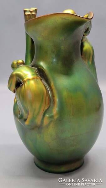 Old Zsolnay eozin-glazed vase with female figures