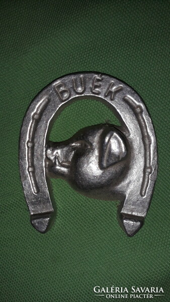 Antique car metal smaller metal casting New Year lucky horseshoe with pig 7 x 6 cm as shown in the pictures